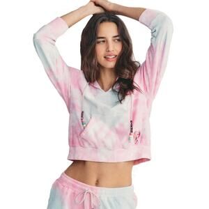 LoveShackFancy Kirby Hoodie Sweatshirt Tie Dyed Cotton Terry Pink Size Medium